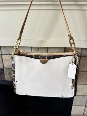 NWT Coach Dreamer Shoulder Bag 54162 Chalk Multi Snake Print Leather MSRP $495